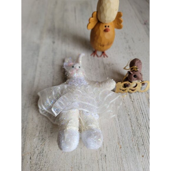 Easter egg chick bunny ballerina squirrel ornament figure set spring - Picture 3 of 7
